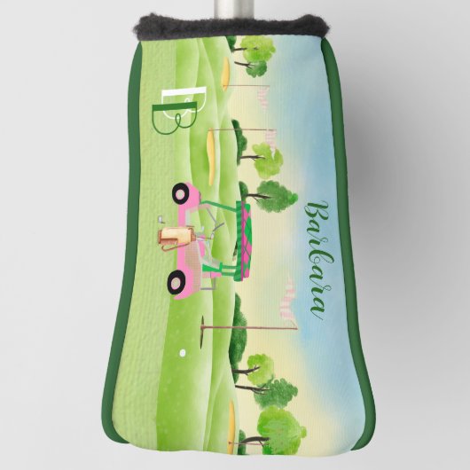 Golf Gal Greens Cart Monogram Name Putter Golfheadcover (Draai 90)
