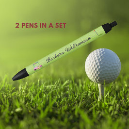 Golf Gal Roze Winkelwagen Vlag Gepersonaliseerde N Zwarte Inkt Pen