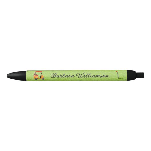 Golf Gal Winkelwagen Clubs Vlag Gepersonaliseerde  Zwarte Inkt Pen (Voorkant)