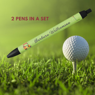 Golf Gal Winkelwagen Clubs Vlag Gepersonaliseerde  Zwarte Inkt Pen