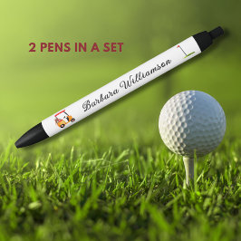 Golf Gal Winkelwagen Clubs Vlag Gepersonaliseerde  Zwarte Inkt Pen