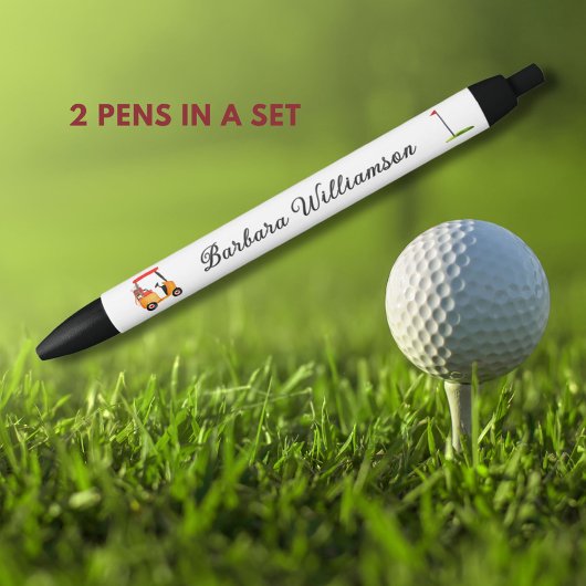 Golf Gal Winkelwagen Clubs Vlag Gepersonaliseerde  Zwarte Inkt Pen