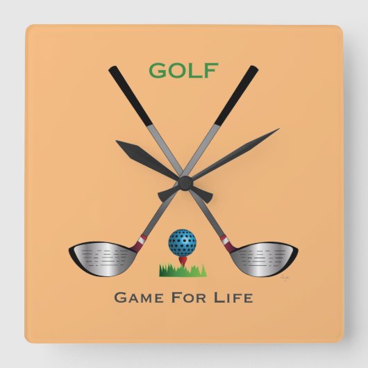 GOLF - Game for Life Vierkante Klok (Voorkant)