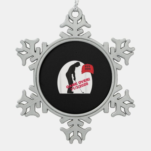 Golf Game is over Funny Anti-Trump Tin Sneeuwvlok Ornament (Voorkant)