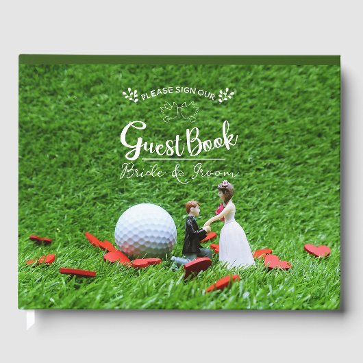 Golf gastboek met golfbal voor golfers Trouwen Gastenboek (Voorkant)