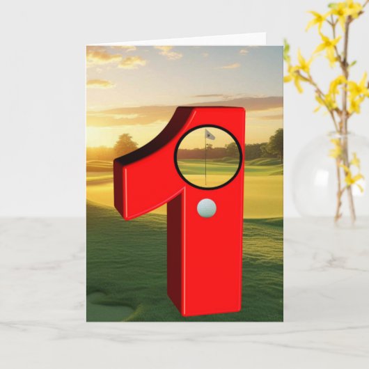Golf. Gat in één. Kaart (Gele Bloem)
