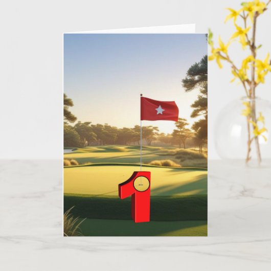 Golf. Gat in één. Kaart (Gele Bloem)