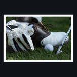 golf gear poster<br><div class="desc">golf equipment on grass</div>