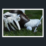 golf gear poster<br><div class="desc">golf equipment on grass</div>