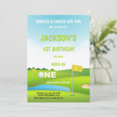 Golf Geboorte Uitnodiging met Hole in One (Staand voorkant)