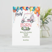 Golf geboren om golf roze thema meisje vrouw golfe kaart (Staand voorkant)