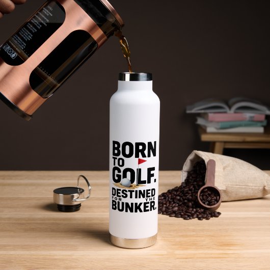 Golf Geboren om te Golfen Waterfles (Koffie (Gedraaid) )
