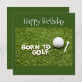 Golf geboren op golf-verjaardagskaarwoord op groen (Voorkant / Achterkant)