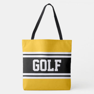 GOLF Geel Oranje Zwart Wit Racing Strepen Tote Bag