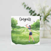 Golf Gefeliciteerd Golf Kaart voor Lady Golfer (Staand voorkant)