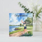 Golf Gefeliciteerd Golf Kaart voor Lady Golfer (Staand voorkant)
