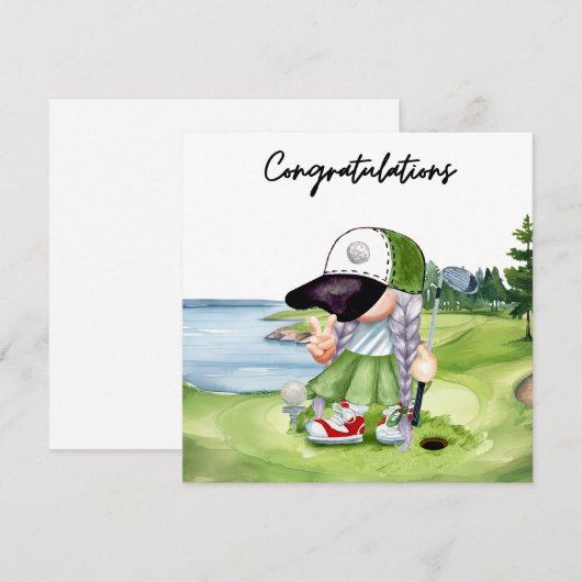 Golf Gefeliciteerd Golf Kaart voor Lady Golfer (Voorkant / Achterkant)