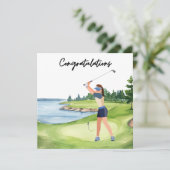 Golf Gefeliciteerd Golf Kaart voor Lady Golfer (Staand voorkant)