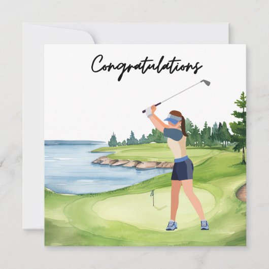 Golf Gefeliciteerd Golf Kaart voor Lady Golfer (Voorkant)