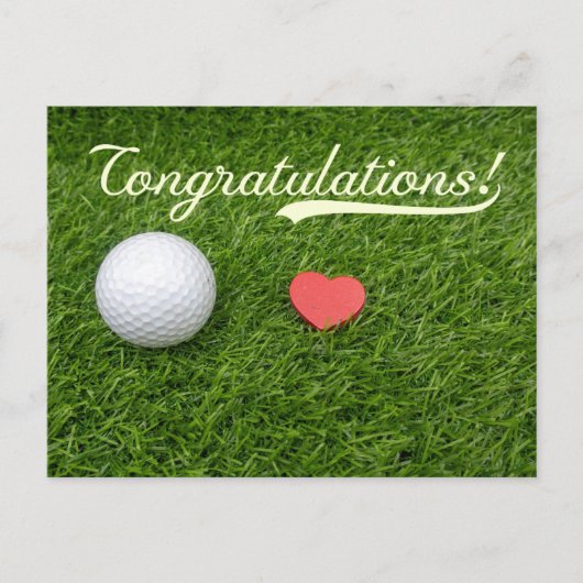 Golf Gefeliciteerd golfbal met liefde voor groen Briefkaart (Voorkant)