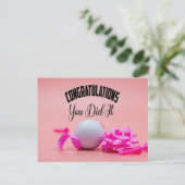 Golf Gefeliciteerd, je hebt de dame golfer roze ge Briefkaart (Staand voorkant)