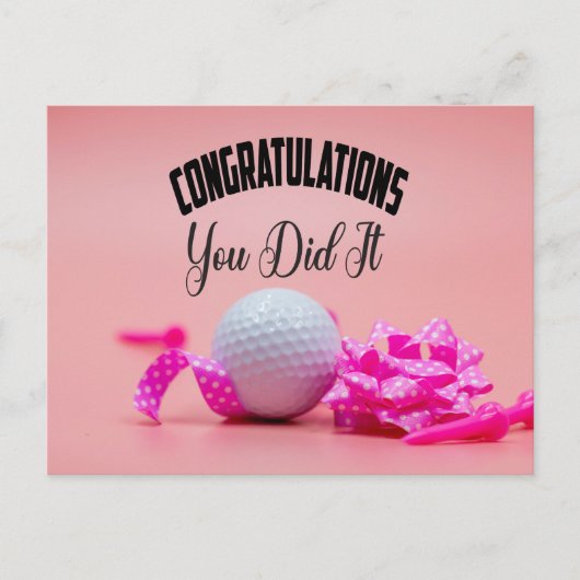 Golf Gefeliciteerd, je hebt de dame golfer roze ge Briefkaart (Voorkant)