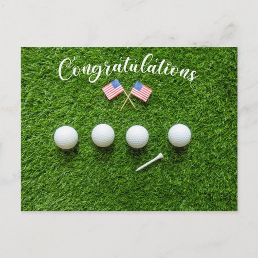 Golf Gefeliciteerd met Amerikaanse Golfer met vlag Briefkaart (Voorkant)