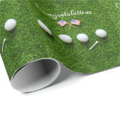 Golf Gefeliciteerd met Amerikaanse Golfer met vlag Cadeaupapier (Rol Hoek)