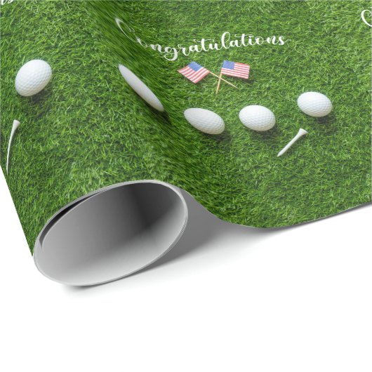 Golf Gefeliciteerd met Amerikaanse Golfer met vlag Cadeaupapier (Rol Hoek)
