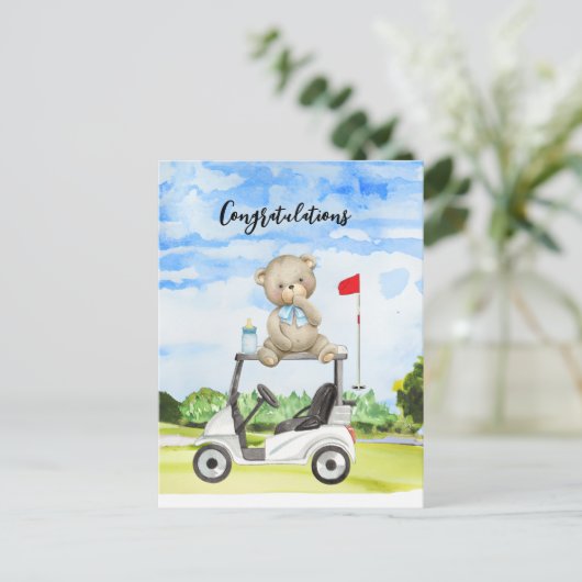 Golf Gefeliciteerd met Baby Golfer Het is Jongen K Briefkaart (Staand voorkant)