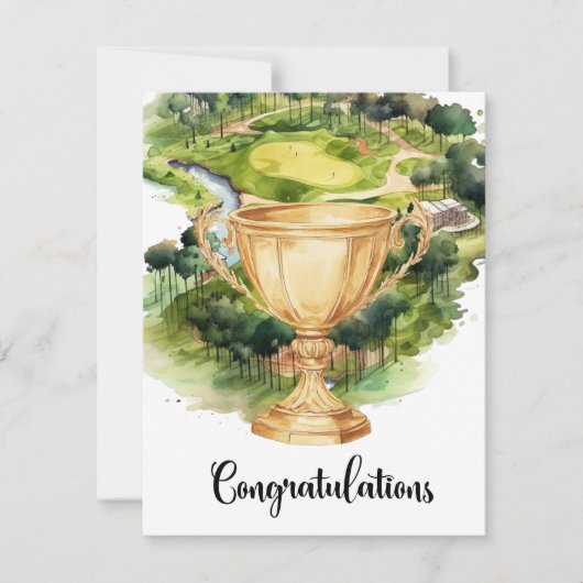 Golf Gefeliciteerd met de gouden beker Kaart (Voorkant)