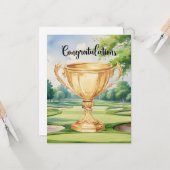 Golf Gefeliciteerd met de gouden beker Kaart (Voorkant / Achterkant in situ)