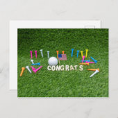 Golf Gefeliciteerd met de vlag van Amerika op groe Briefkaart (Voorkant / Achterkant)