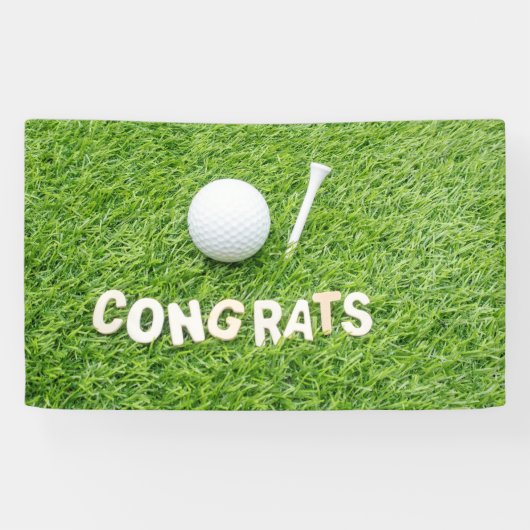 Golf gefeliciteerd met golfbal op groen spandoek (Horizontaal)