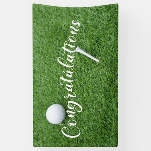 Golf Gefeliciteerd met groen gras Spandoek (Verticaal)