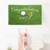 Golf gefeliciteerd met woord feestje  spandoek (Insitu)