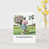 Golf Gefeliciteerd voor golfer op de golfbaan Kaart (Gele Bloem)