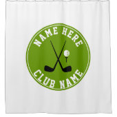 Golf gekruiste clubs, bal en naam groen douchegordijn (Voorkant)