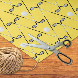 Golf gekruiste clubs patroon geel tissuepapier