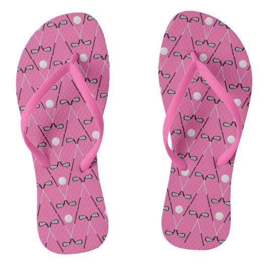 Golf gekruiste clubs patroon roze teenslippers (Voetbed)