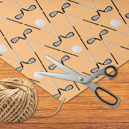 Golf gekruiste clubs patroon sinaasappel tissuepapier