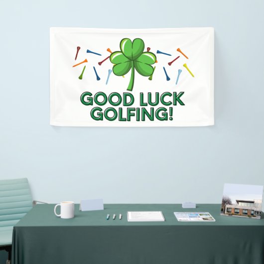 Golf geluk golfend met shamrock St. Patrick's Spandoek (Beurs)