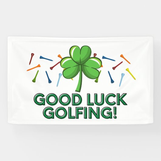 Golf geluk golfend met shamrock St. Patrick's Spandoek (Horizontaal)