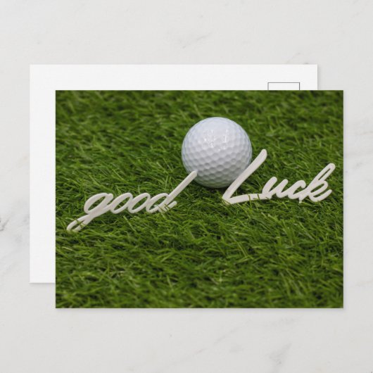 Golf geluk met golfbal op groen gras briefkaart (Voorkant / Achterkant)