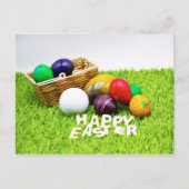Golf Gelukkig Pasen met golfbal en kleurrijke eier Briefkaart (Voorkant)