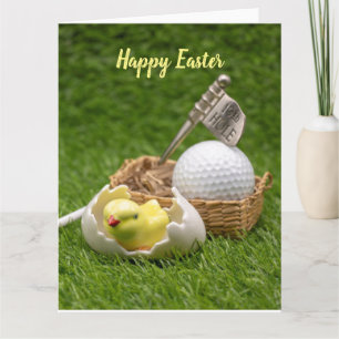 Golf Gelukkig Pasen met kip en golfbal Kaart
