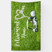 Golf gelukkig pensioen met golfkar spandoek (Verticaal)