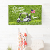 Golf gelukkig pensioen met vlag van Amerika Spandoek (Insitu)