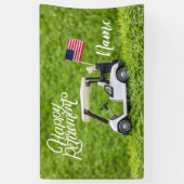 Golf gelukkig pensioen met vlag van Amerika Spandoek (Verticaal)