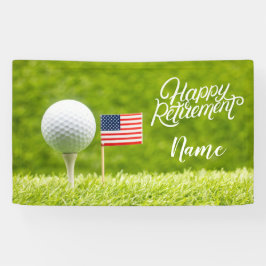 Golf gelukkig pensioen met vlag van Amerika Spandoek